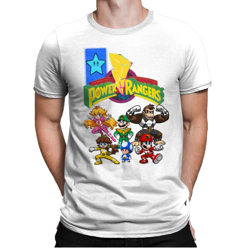 Star Power Rangers - Mens Premium T-Shirts RIPT Apparel Small / White