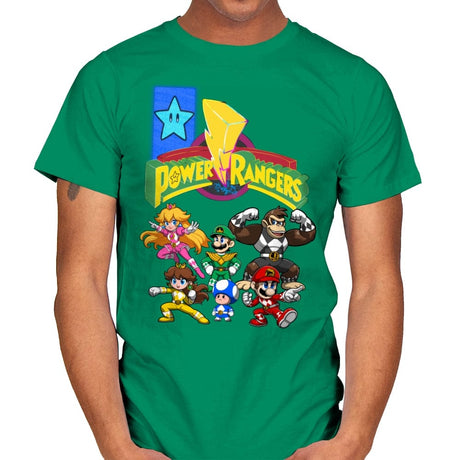 Star Power Rangers - Mens T-Shirts RIPT Apparel Small / Kelly