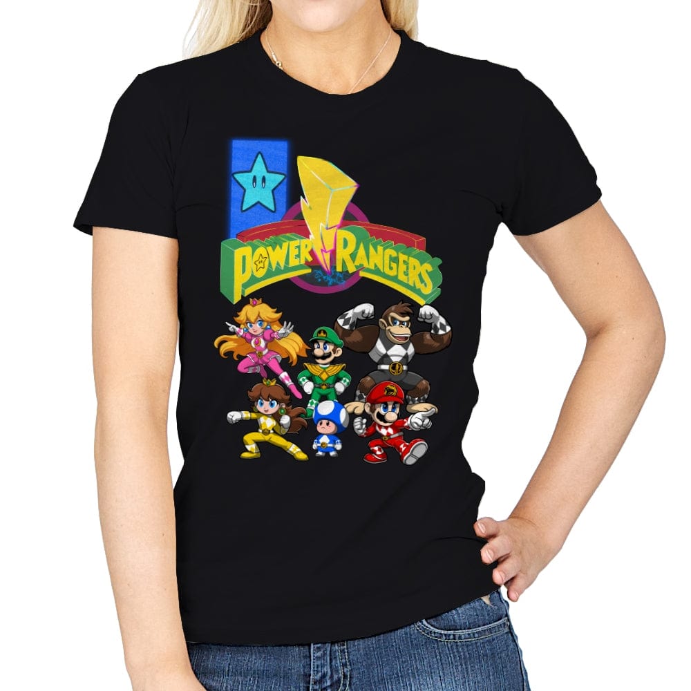 Star Power Rangers - Womens T-Shirts RIPT Apparel Small / Black