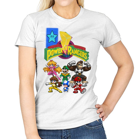 Star Power Rangers - Womens T-Shirts RIPT Apparel Small / White