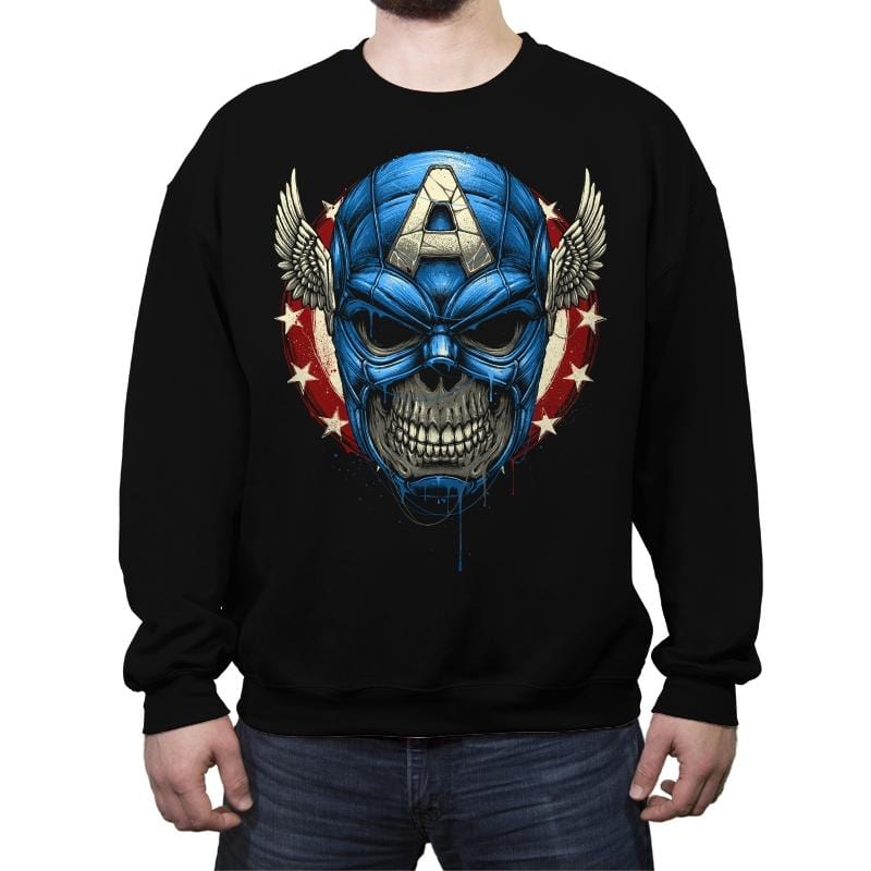 Star Spangled Skull - Crew Neck Sweatshirt Crew Neck Sweatshirt RIPT Apparel Small / Black