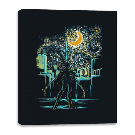 Starry Moon - Canvas Wraps Canvas Wraps RIPT Apparel 16x20 / Black