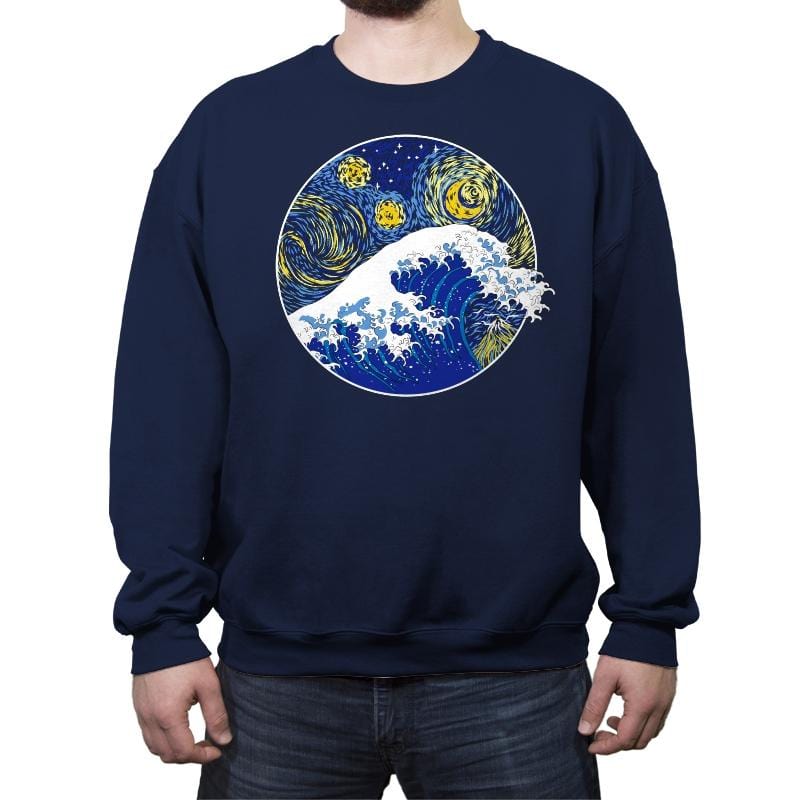 Starry Wave - Crew Neck Sweatshirt Crew Neck Sweatshirt RIPT Apparel Small / Navy