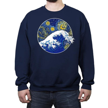 Starry Wave - Crew Neck Sweatshirt Crew Neck Sweatshirt RIPT Apparel Small / Navy