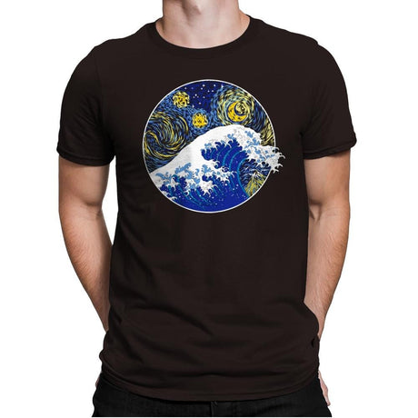 Starry Wave - Mens Premium T-Shirts RIPT Apparel Small / Dark Chocolate