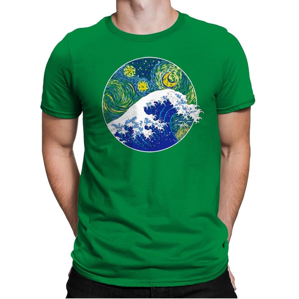 Starry Wave - Mens Premium T-Shirts RIPT Apparel Small / Kelly Green