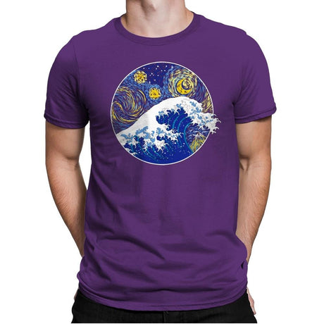 Starry Wave - Mens Premium T-Shirts RIPT Apparel Small / Purple Rush
