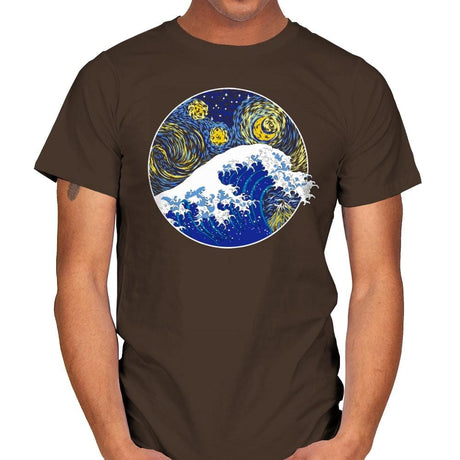 Starry Wave - Mens T-Shirts RIPT Apparel Small / Dark Chocolate