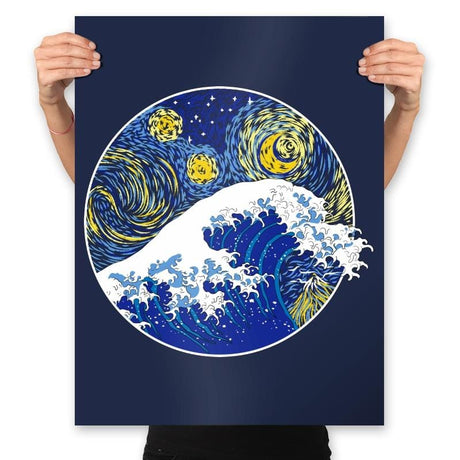 Starry Wave - Prints Posters RIPT Apparel 18x24 / Navy