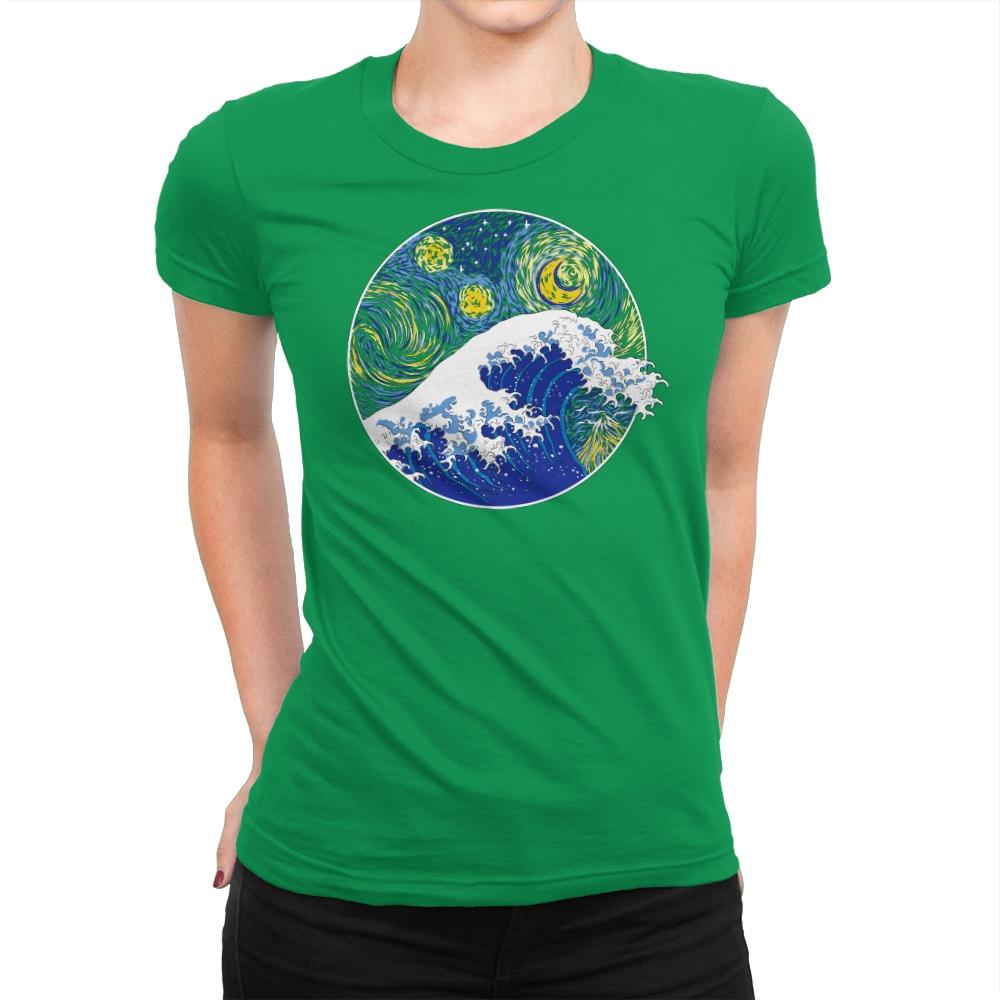 Starry Wave - Womens Premium T-Shirts RIPT Apparel Small / Kelly Green