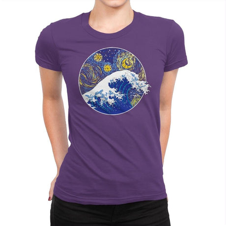Starry Wave - Womens Premium T-Shirts RIPT Apparel Small / Purple Rush
