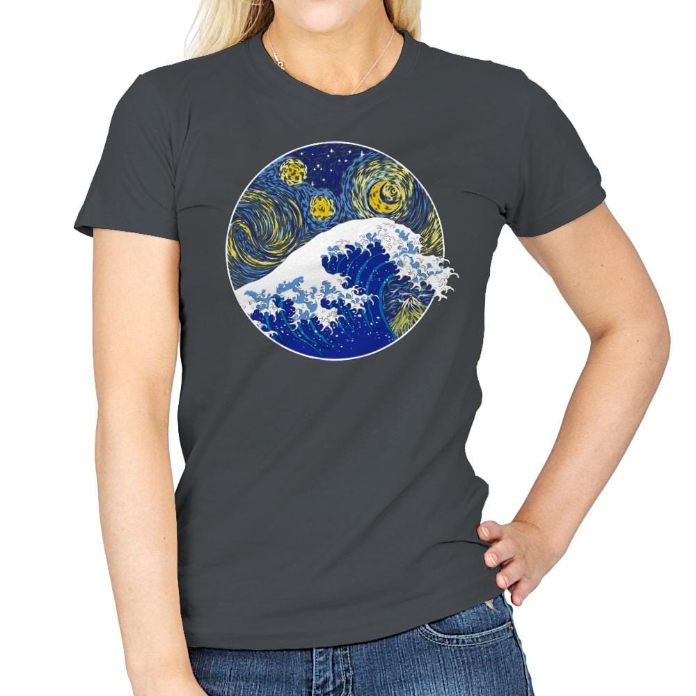 Starry Wave - Womens T-Shirts RIPT Apparel Small / Charcoal