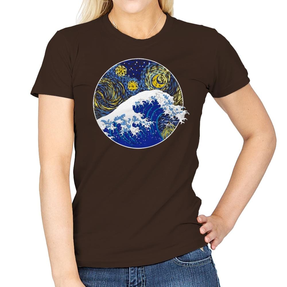 Starry Wave - Womens T-Shirts RIPT Apparel Small / Dark Chocolate