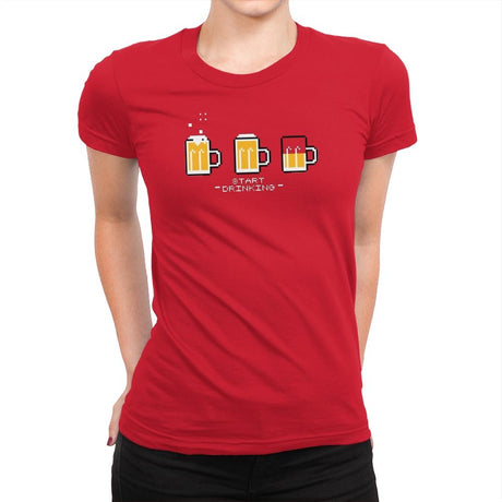 Start Drinking Exclusive - Womens Premium T-Shirts RIPT Apparel Small / Red
