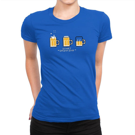 Start Drinking Exclusive - Womens Premium T-Shirts RIPT Apparel Small / Royal