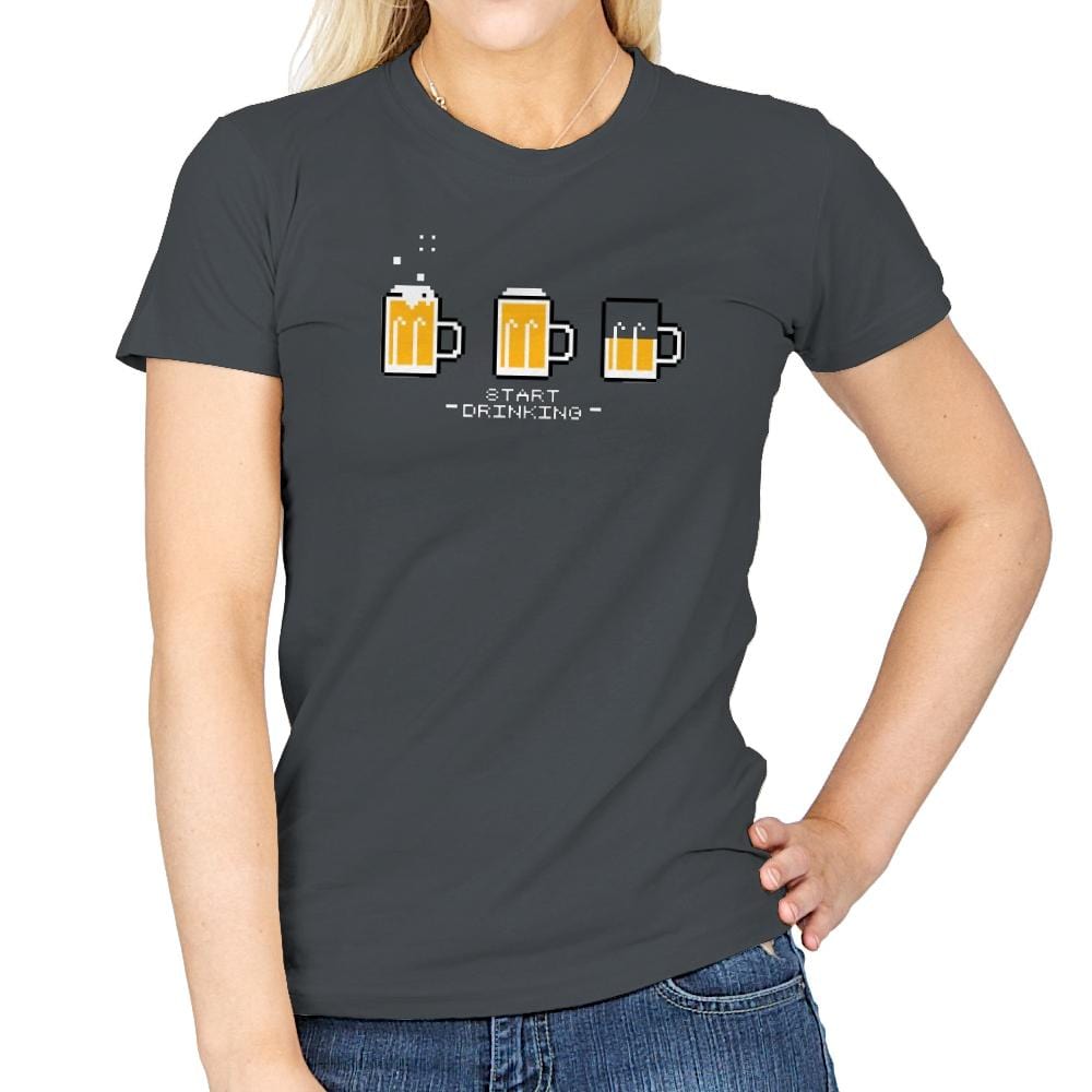 Start Drinking Exclusive - Womens T-Shirts RIPT Apparel Small / Charcoal