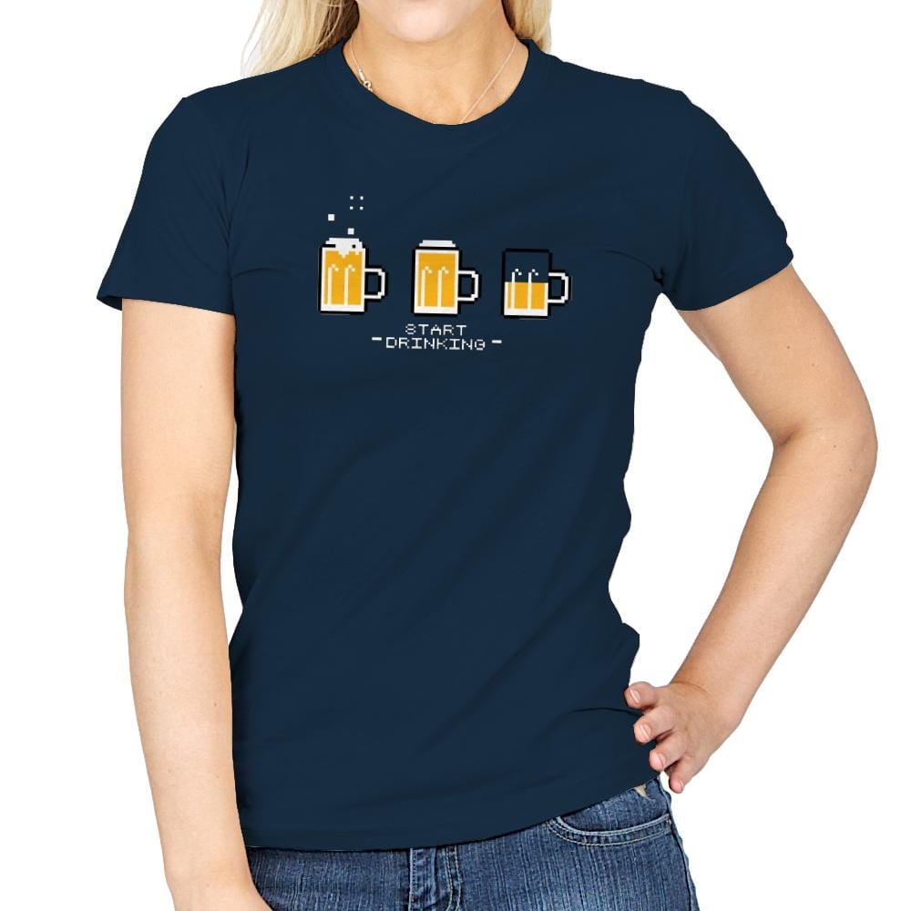 Start Drinking Exclusive - Womens T-Shirts RIPT Apparel Small / Navy