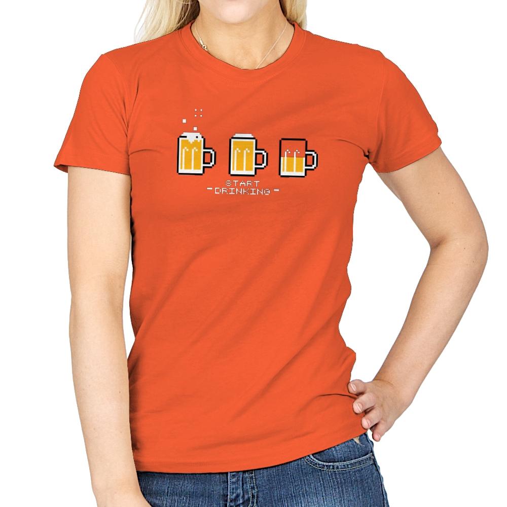 Start Drinking Exclusive - Womens T-Shirts RIPT Apparel Small / Orange