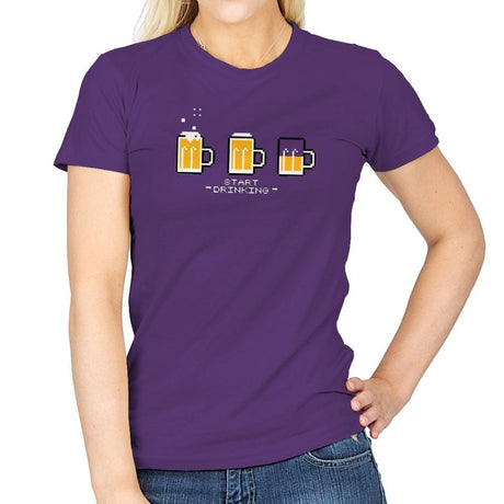 Start Drinking Exclusive - Womens T-Shirts RIPT Apparel Small / Purple