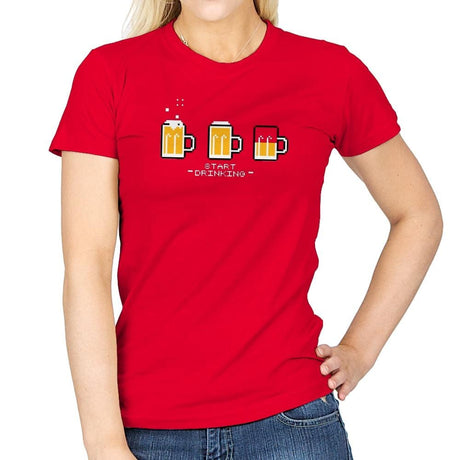Start Drinking Exclusive - Womens T-Shirts RIPT Apparel Small / Red