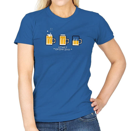 Start Drinking Exclusive - Womens T-Shirts RIPT Apparel Small / Royal
