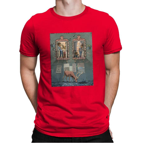 Stay At Home - Mens Premium T-Shirts RIPT Apparel Small / Red