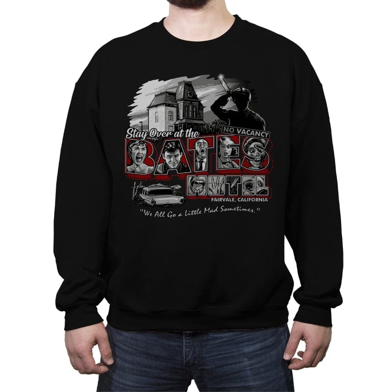Stay at the Bates - Crew Neck Sweatshirt Crew Neck Sweatshirt RIPT Apparel Small / Black