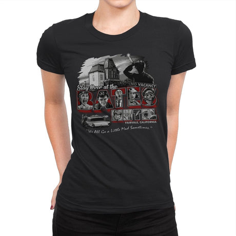 Stay at the Bates - Womens Premium T-Shirts RIPT Apparel Small / Black