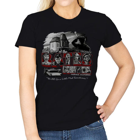 Stay at the Bates - Womens T-Shirts RIPT Apparel Small / Black