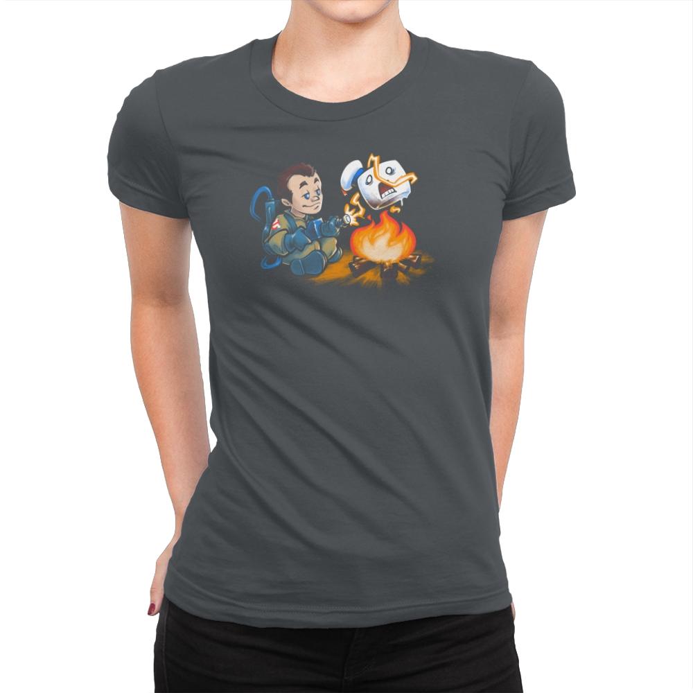 Stay-Burnt, Marshmallow Man Exclusive - Womens Premium T-Shirts RIPT Apparel Small / Heavy Metal