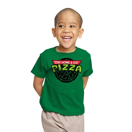 Stay Home And Eat Pizza - Youth T-Shirts RIPT Apparel X-small / Kelly