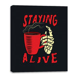 Staying Alive With Coffee - Canvas Wraps Canvas Wraps RIPT Apparel 16x20 / Black