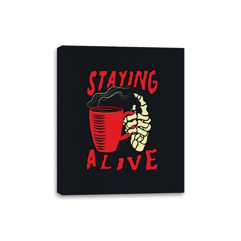 Staying Alive With Coffee - Canvas Wraps Canvas Wraps RIPT Apparel 8x10 / Black