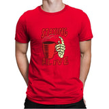 Staying Alive With Coffee - Mens Premium T-Shirts RIPT Apparel Small / Red