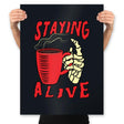 Staying Alive With Coffee - Prints Posters RIPT Apparel 18x24 / Black