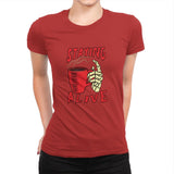 Staying Alive With Coffee - Womens Premium T-Shirts RIPT Apparel Small / Red