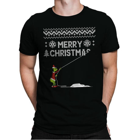 Stealing Christmas - Ugly Holiday - Mens Premium T-Shirts RIPT Apparel Small / Black