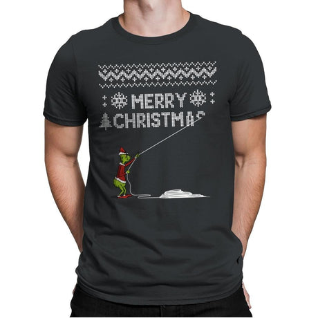 Stealing Christmas - Ugly Holiday - Mens Premium T-Shirts RIPT Apparel Small / Heavy Metal