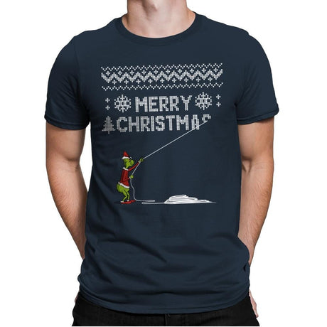 Stealing Christmas - Ugly Holiday - Mens Premium T-Shirts RIPT Apparel Small / Indigo