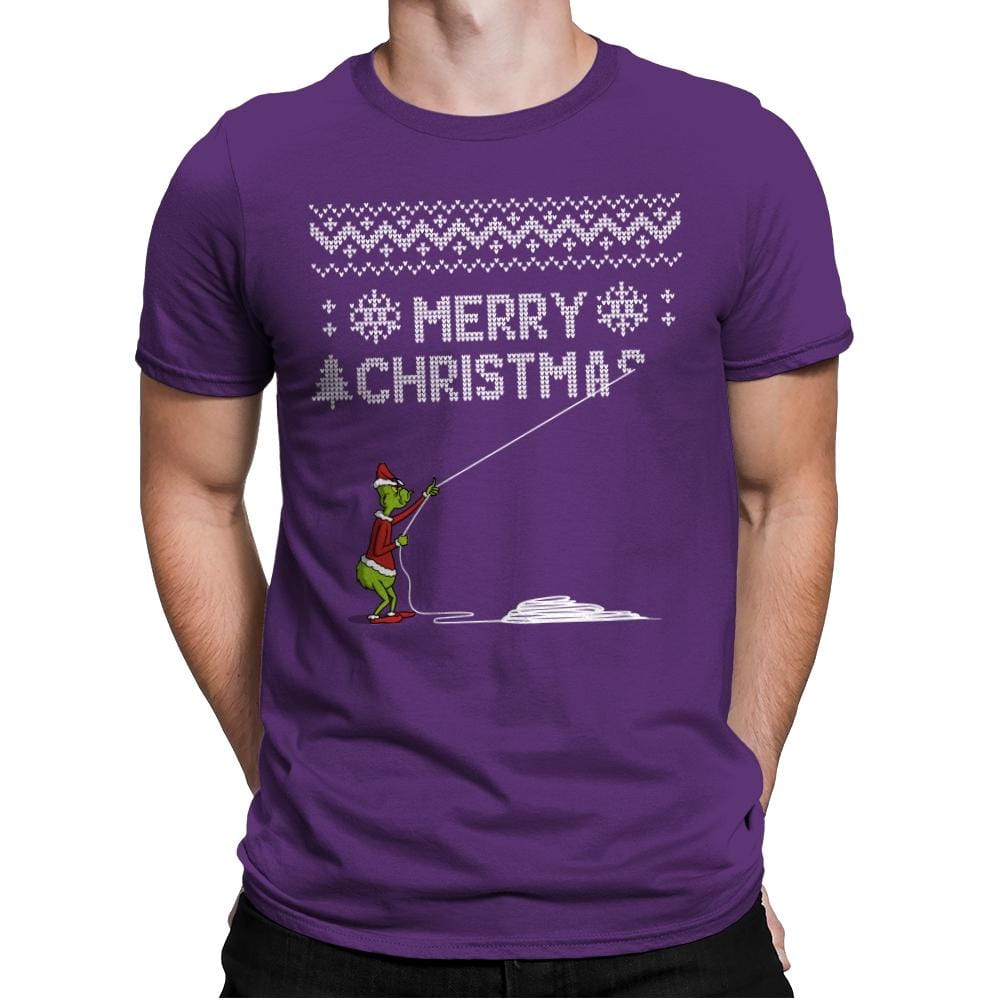 Stealing Christmas - Ugly Holiday - Mens Premium T-Shirts RIPT Apparel Small / Purple Rush