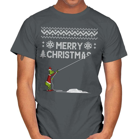 Stealing Christmas - Ugly Holiday - Mens T-Shirts RIPT Apparel Small / Charcoal