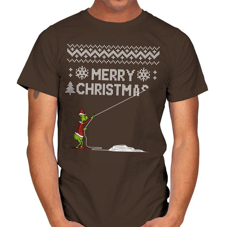 Stealing Christmas - Ugly Holiday - Mens T-Shirts RIPT Apparel Small / Dark Chocolate