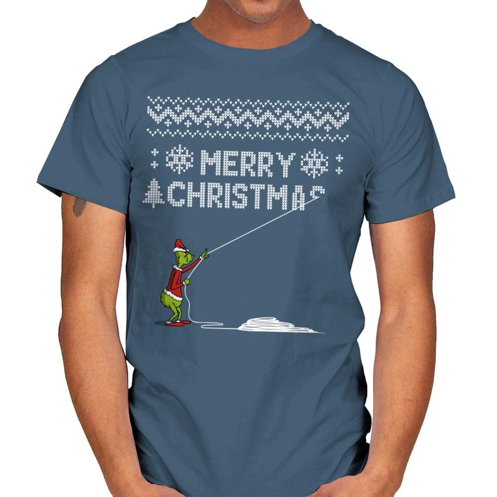 Stealing Christmas - Ugly Holiday - Mens T-Shirts RIPT Apparel Small / Indigo Blue