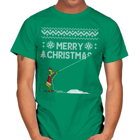 Stealing Christmas - Ugly Holiday - Mens T-Shirts RIPT Apparel Small / Kelly Green