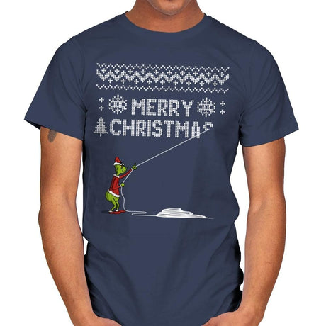 Stealing Christmas - Ugly Holiday - Mens T-Shirts RIPT Apparel Small / Navy