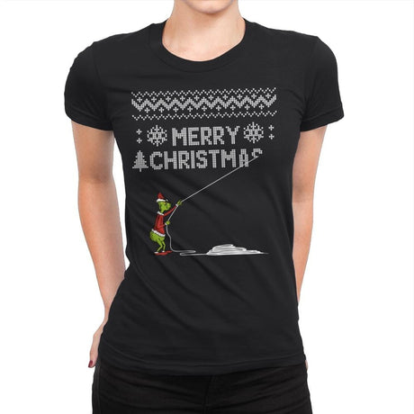Stealing Christmas - Ugly Holiday - Womens Premium T-Shirts RIPT Apparel Small / Black