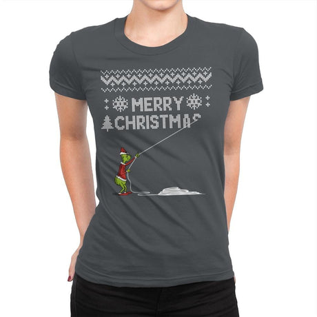 Stealing Christmas - Ugly Holiday - Womens Premium T-Shirts RIPT Apparel Small / Heavy Metal