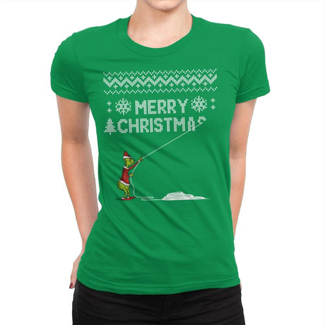 Stealing Christmas - Ugly Holiday - Womens Premium T-Shirts RIPT Apparel Small / Kelly Green