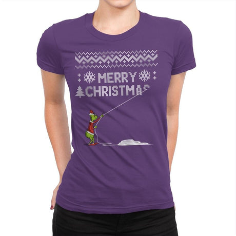 Stealing Christmas - Ugly Holiday - Womens Premium T-Shirts RIPT Apparel Small / Purple Rush