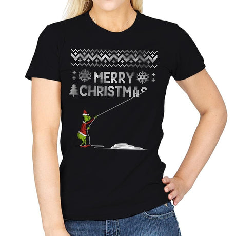 Stealing Christmas - Ugly Holiday - Womens T-Shirts RIPT Apparel Small / Black